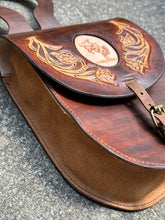 Load image into Gallery viewer, Tooled &amp; Pyrography Western Leather Saddle Horn Pommel Bag

