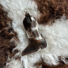Load image into Gallery viewer, Cowhide Cowgirl Boot Chapstick Holder Keychain
