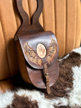 Load image into Gallery viewer, Tooled &amp; Pyrography Western Leather Saddle Horn Pommel Bag

