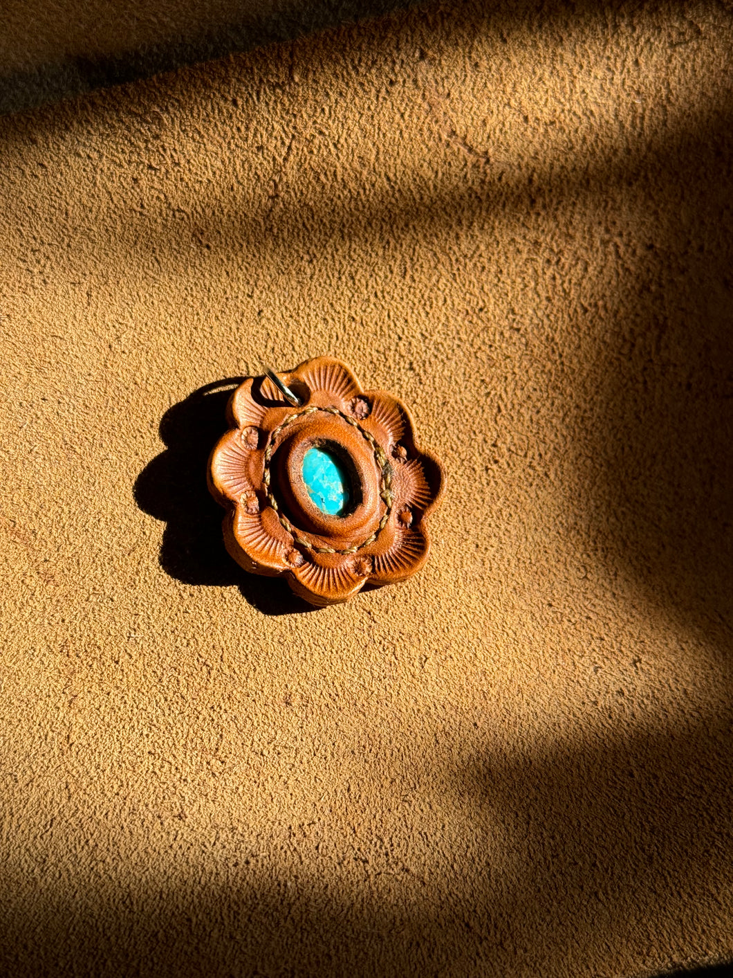 Leather Gemstone Pendant